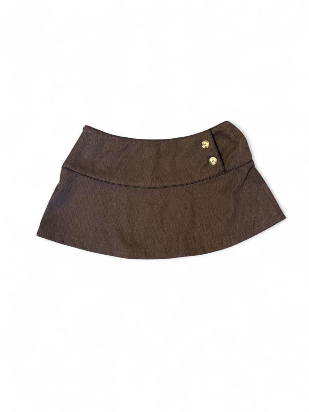 SHEIN Women’s Brown A-Line Mini Skirt with Decorative Buttons, Size Large